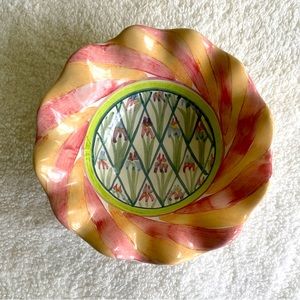 Mackenzie Childs Bearded Iris Small Fluted Bowl